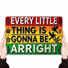 Vintage Rasta-Inspired Metal Sign "Every Little Thing Is Gonna Be Alright" - Reggae Wall Art For Home, Office, Garden, Bar, Cafe - Durable Iron Decor With Colorful Leaf Motifs, Easy To Hang, Office Decoration | Vintage Rasta Design | Durable Metal Sign, Rastafarian Decor - A - View 5