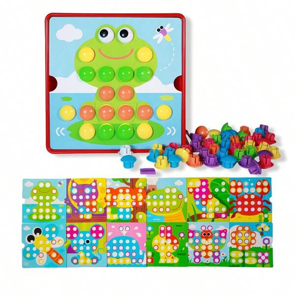 Rompecabezas de clavijas con diseño de setas para niños, juguete de coordinación de colores