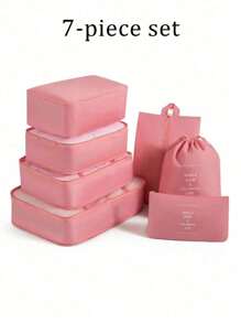 Set di 7 cubi organizzatori da viaggio, con cerniera, grande capacità, include borsa a tracolla, sacca con laccio, borsa in rete, beauty case, porta scarpe, porta bottiglie, per riporre vestiti, cosmetici, articoli da toilette e oggetti di valore