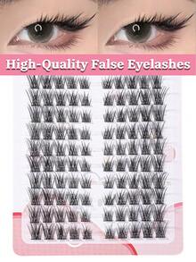 100 Pcs Eyelashe Extensions-DIY Cluster Lashes Cat Eye Lashes Individual Lashes Faux Mink Lashes Wing-Tipped Effect Natural Soft False Eyelashes - Black - View 3