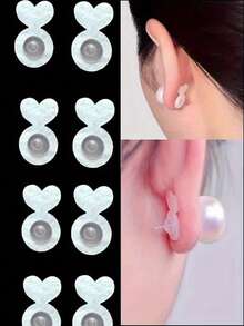 10/30/50pcs Heart Silicone Earring Backs For Heavy Earrings,Invisible Lift Support Pads For Droop-Free Ear Lobe,Secure Earring Lifters For Studs & Danglers - Ear Plug - View 2