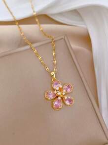 1 Set Rhinestone Flower Necklace & Earrings Set, Lightweight Luxury Style, Elegant Personalized Party Jewelry