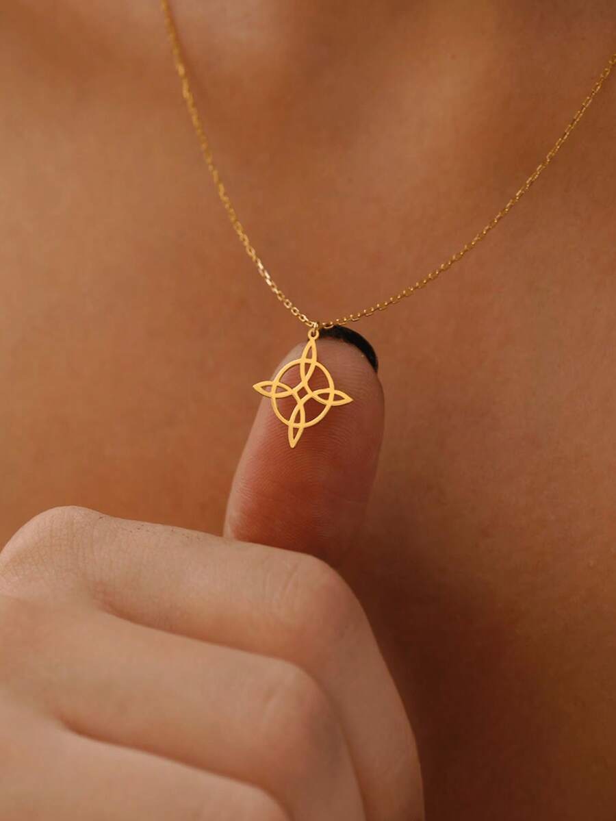 时尚女巫结吊坠不锈钢斯拉夫护身符项链适合男士和女士送给她的快乐魅力礼物 - Necklace - 查看 1