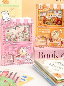 1pc Gashapon Capsule Vending Machine Themed Notebook (80 Pages), Full Color Interior, Featuring Rabbits, Pandas, Shiba Inus, Cats, Capybaras, Cartoon & Creative Pocket Memo Pad, Cute Cartoon 64K Notebook, Fun Stationery Pocket Journal - Multicolor - View 7