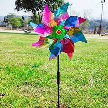 1pc Reflective Ornamental Windmill, Anti-Bird Garden Decoration Tool For Yard And Festival Ornament - gradient color - View 4