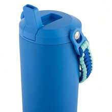 Durable Stainless Steel Water Bottle With Paracord Handle Lightweight Portable Outdoor Hydration Flip Top Lid Free - 藍色 - 查看 3