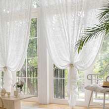 1 Peça Cortina Transparente Jacquard de Bolso para Haste Contemporânea para Janela da Sala de Estar