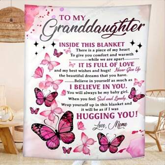 [Soft Flannel] Soft Flannel Blanket With Comfortable Butterfly Print - The Perfect Holiday Gift For Grandma And Granddaughter