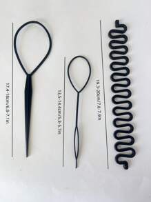 4pcs Black Hair Puller Topsy Braid Hair Styling Tools Girl Ponytail Creator Bridal Curly Hair Maker Plastic Loop Accessories