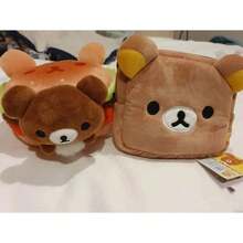 Estuche de lápices Kawaii Rilakkuma, organizador de maquillaje, bolsa de almacenamiento, estuche múltiple de peluche de oso de dibujos animados, bolsas de cosméticos Kawaii, estuche de belleza - Marrón - Ver 4