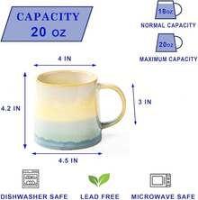 Large Ceramic Coffee Mugs, 20 - And Microwave Safe (Blue Green)-Holidaygift - Blue - View 2