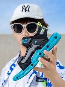 儿童露趾凉鞋，男童女童透气防滑软底沙滩鞋，轻便运动凉鞋，适合夏季校园、海滩、日常穿着和运动 - 綠色 - 查看 4