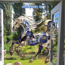 A Set Of 2D Acrylic Colored Glass Horse Sun Catcher Wall Decoration Pendant, Animal Themed Sun Catcher Decoration, Suitable For Home Wall Decoration, Room Decoration, Office Decoration, Bedroom Window Decoration, Summer Garden And Vacation Home Decoration; Interesting And Fashionable Design Style