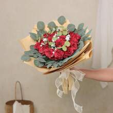 1/2/5/10PCS Artificial Rose Bouquet, Plastic Floral Silk Cloth Bouquet, Birthday Party Decoration, Wedding Flower Basket, Bride Holding Flowers, Home Decoration, Dining Room, Bedroom, Windowsill, Vase Decoration, Valentine's Day Gift, New Year Outdoor Garden, Start Of School Season