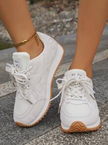 Zapatos deportivos casuales y sexys para mujer, zapatillas con suela gruesa, zapatos de malla transpirables de verano, color beige, entrenadores atléticos versátiles