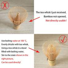 3PCS Matcha Set Bamboo Whisk Tea Spoon Ceramic Fittings Matcha Whisk (Chasen) Tea Spoon And Scoop (Chashaku) Tea-Making Tools Back To School - A - View 8