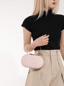 2025 优雅钻石格纹晚宴包，金属链条，粉色婚礼/宴会包，斜挎包和手提包，适合女士 - 淺粉色 - 查看 7