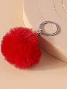 1pc Cute Faux Rabbit Tail Pom Pom Keychain, Unisex Commute Key Chain For Daily Wear Car Accessories Goth Y2k - Multicolor - View 20
