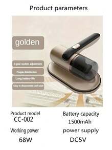 4pcs Replacement Filters And 1pc Handheld Dust Mite Vacuum Cleaner, 1500mAh High-End Version With 4 Replacement Filters, Strong Suction, Low Noise, Washable HEPA Filter, Cordless Mattress Cleaner For Deep Cleaning Mattress, Sofa, Pet Hair And Carpets