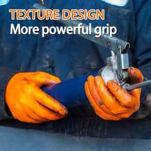 PROGRIP一次性手套，超强丁腈手套，橙色丁腈手套，L码，加厚2倍，菱形纹理，重型机械手套，50只/盒，尺码可选M、L、XL、XXL - 西瓜綠色 - 查看 4