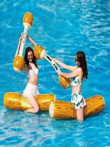 Juguete inflable flotante de verano, flotador inflable para piscina o playa, accesorio para fiestas acuáticas de adultos, incluye 2 soportes y 2 palos.