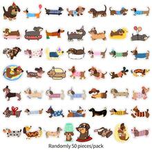 50 件卡通腊肠犬涂鸦贴纸乙烯基美学贴纸剪贴簿、日记、保险杠、滑板、水瓶、卡通、安全帽、汽车贴纸和贴花 - 彩色 - 查看 3