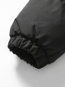 Men's Solid Color Long Sleeve Zipper Front Stand Collar Fleece Padded Coat , Zip-Up Business Casual Padded Coat, Autumn/Winter Outdoor Padded Coat,Thick Thermal Lined, Commuter Wear, Black Outerwear Men Men Jacket Winter , Fall - Black - View 5