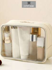 Transparent Toiletry Bag, PVC Material Waterproof Wear-Resistant Minimalist High-End Travel Portable Storage Pouch, Large Capacity Skincare Organizer Wash Bag Toiletry Travel Bag Makeup Storage Beach Beach Bag Vacation Holiday Essentials School Supplies Travel Essentials Ladies For College Dorm Bathroomsummer Back To School School Stuff Bag For School Wash Bag Travel Waterproof Toiletry Bag