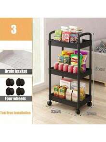 Trolley Shelves For Kitchens, Home Floors, Bedrooms, Snack Racks, Mobile Bathrooms, Toilets, Storage Shelves - Multicolor - View 14