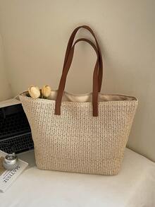 Dedoo 时尚简约的女士编织斜挎包，百搭休闲单肩包，适合夏季海滩度假，沙滩钱包，非常适合夏季、度假和日常使用，旅行必备品