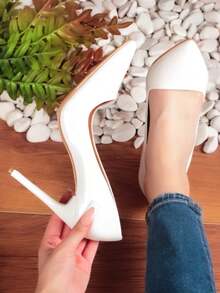 Zapatos de tacón de mujer con punta elegante de recubierto artificial negro, stilettos de tacón alto - Late charol - Ver 2