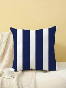 2pcs Navy Blue & White Striped Outdoor Throw Pillow Covers - Modern Minimalist Design, Suitable For Balcony, Garden, Patio, Tent, Rocking Chair, Deep Seat Sofa - Machine Washable Polyester Fabric, Zippered Closure, Ideal For Patio And Outdoor Space, Garden Decor | Striped Pillow Covers | Machine Washable, Outdoor Patio Decor - Blue - View 6