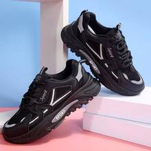 Women's Thick Sole Outdoor Sports Shoes, New Lightweight Thick Bottom Platform Sneakers, Suitable For Spring/Autumn Outdoor Sports Style - Black - View 5