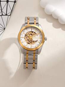 CASIRUI 1pc Automatic Mechanical Stainless Steel Watch Band Men's Watch, Luxurious CASIRUI