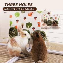 ITANDME Heu-Futterbeutel für Kaninchen mit drei/zwei Löchern, bissfest, Heu-Halter für Meerschweinchen - Große Kapazität & Leicht zu reinigen - Süße Formen kleintier-Futterbeutel für Meerschweinchen, Kaninchen, Chinchillas