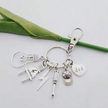 Father's Day Gift - Electrician Themed Keychain, Alloy Handmade Keychain With Light Bulb, Screwdriver, Plug Pendant, Suitable For Dad, With Silver Casual Style Accessories Car Accessories Bag Charm Backpack For School