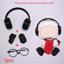 3pcs Doll Plastics Headphones Glasses Shoes, Compatible With Labubu Dress Up Accessories - Multicolor - View 4