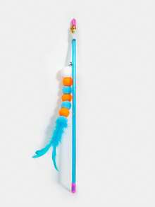 1 件室内外弹性毛绒毛毛虫逗猫棒