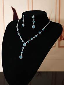 1 Set Elegant Style Bridal Necklace & Earring Jewelry Set, Fashion Accessories, Suitable For Wedding Events, Cosplay Costume Props And Attires