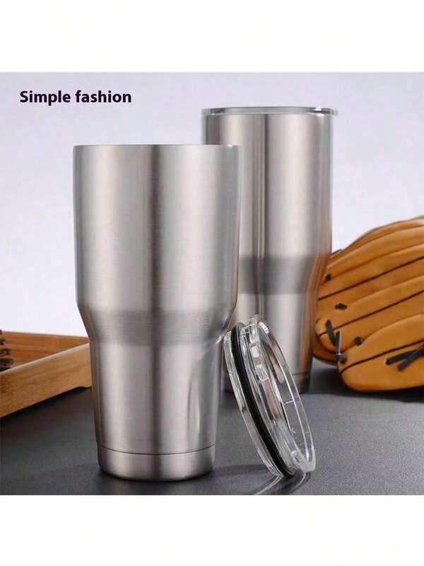 1 pieza Taza de cerveza aislada de acero inoxidable 304, vaso térmico de doble pared al vacío, portátil para oficina y uso en el automóvil