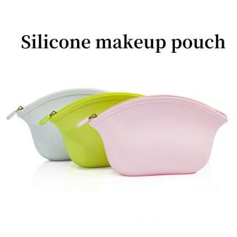 New Waterproof Silicone Cosmetic Bag, Large Capacity Makeup Organizer Pouch, Ladies Clutch Hand Carry Silicone Bag