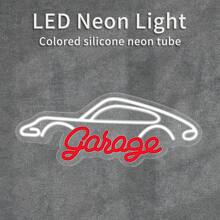 1 Stück LED Garagenschild, Neonlicht, per USB betrieben, wandmontierbar, mit Schalter, aus Kunststoff, Batterien nicht enthalten, geeignet für Garagendekoration, Autoliebhaber, Geschenk zum Vatertag