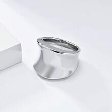 1pc 925 Sterling Silver Smooth Curve Ring For Women Lady Man Thumb Plate Rings Fashion Jewelry For Hip Hop Party Accessories Gift Daily Wear