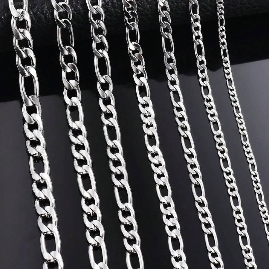 Men's 925 Sterling Silver Plated Necklace 2/4/6/8/10/12mm Width 40-75cm Long Chain Lobster Clasp Men Fashion Hip Hop Punk Figaro Chain Necklaces Jewelry