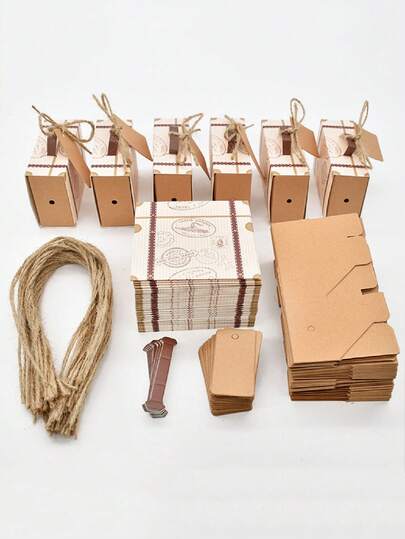 50 Peças Caixa de Doces em Forma de Mala Criativa, Caixa de Chocolate, Caixa de Embalagem de Papelão com Cordas e Etiquetas, Lembrancinhas de Casamento e Aniversário, Sacolas para Festa, Decoração de Festa de Casamento e Aniversário, Caixa de Presente com Tema Elegante e Clássico de Viagem, Natal