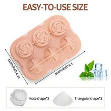Ice Cube Tray - Rose Ice Cube Tray With Lid, 3-Cavity Silicone Rose Ice Cube Tray And 3 Diamond Ice Ball Maker, Easy Release Large Ice Cube Molds, Suitable For Chilling Cocktails, Whiskey, Tea - Multicolor - View 7