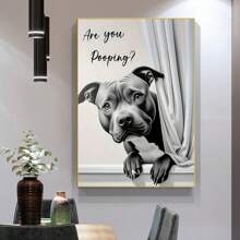 1 pôster de arte engraçada de cachorro "Você está fazendo cocô?" - Impressão em tela sem moldura, decoração de parede clássica vintage para quarto, sala de estar, escritório, cafeteria, uso interno/externo, decoração de interiores | Design lúdico, artes de parede em estilo moderno