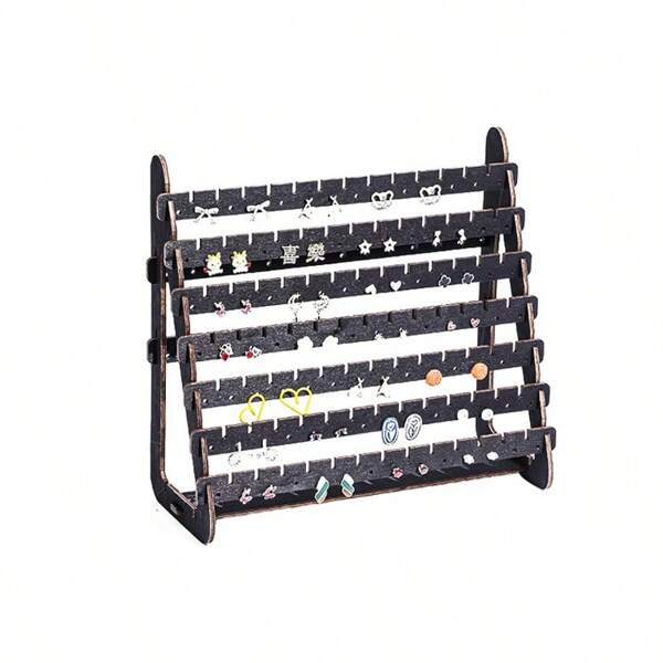 1pc Wooden Earring Display Stand, Fashion Storage Rack For Hanging Earrings And Studs, Suitable For Home And Boutiques, Multifunctional Desktop Organizer