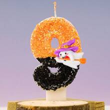 1pc Halloween Witch Broom Ghost Candle, Holiday Number Candle Cake Party Decor, Anniversary Candle - Multicolor - View 9