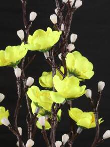 4/8 pièces Fleurs artificielles Fleur de prunier jaune 21,7" Fausse fleur d'hiver à longue tige en plastique Décoration de maison, hôtel, bureau, mariage, fête, jardin